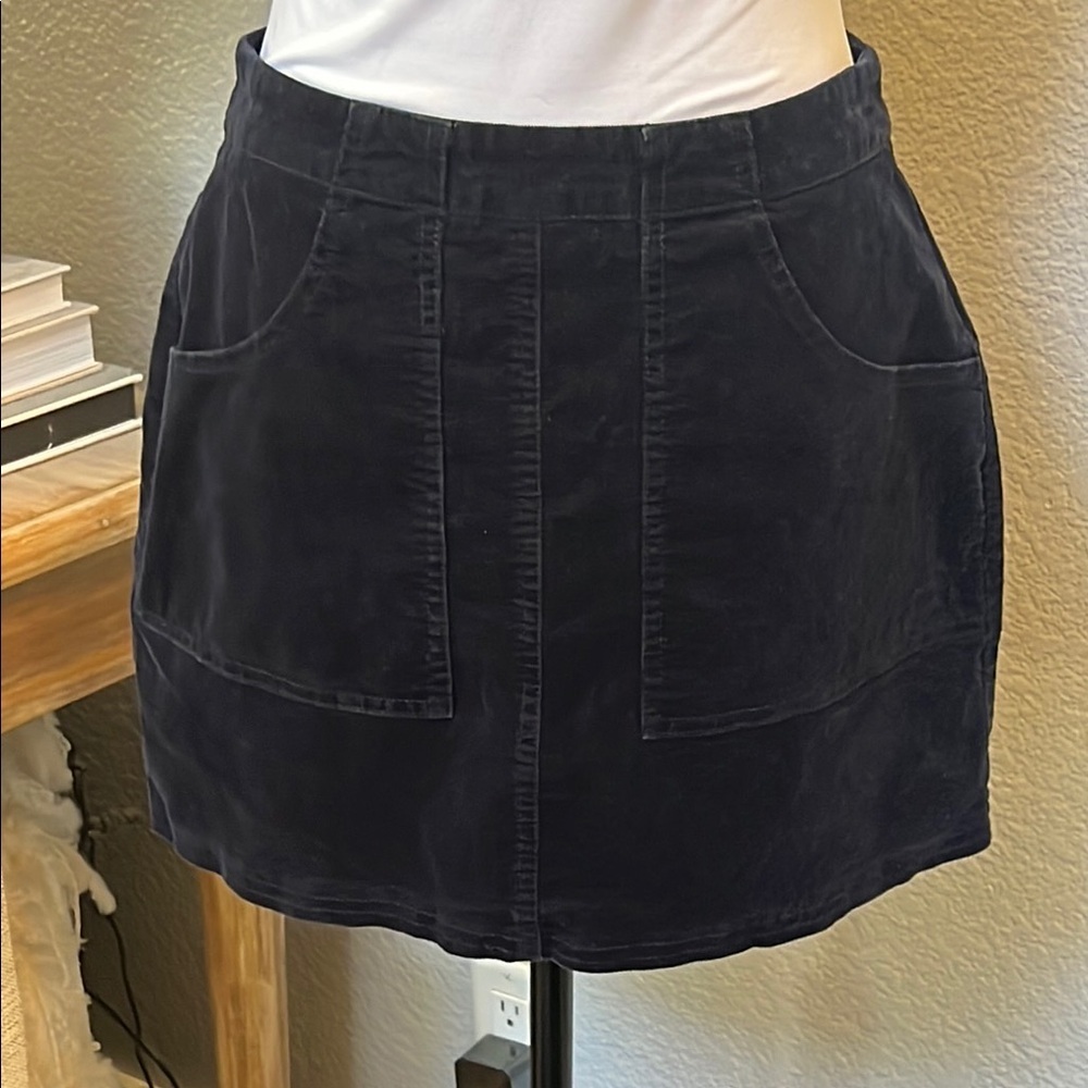 Zara Dark Blue Corduroy Mini Skirt Front Pocket Hippie Retro Size Medium